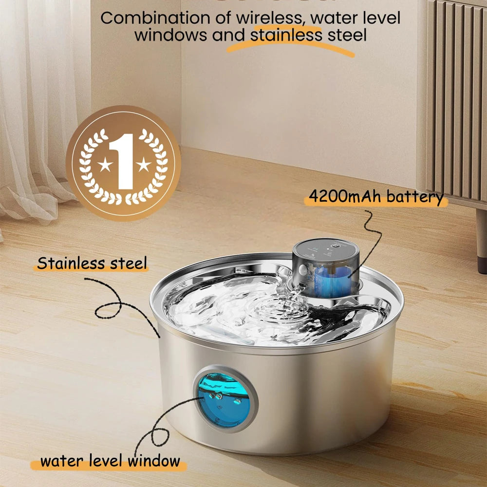New Wireless - Cat Water Fountain Automatic Sensor