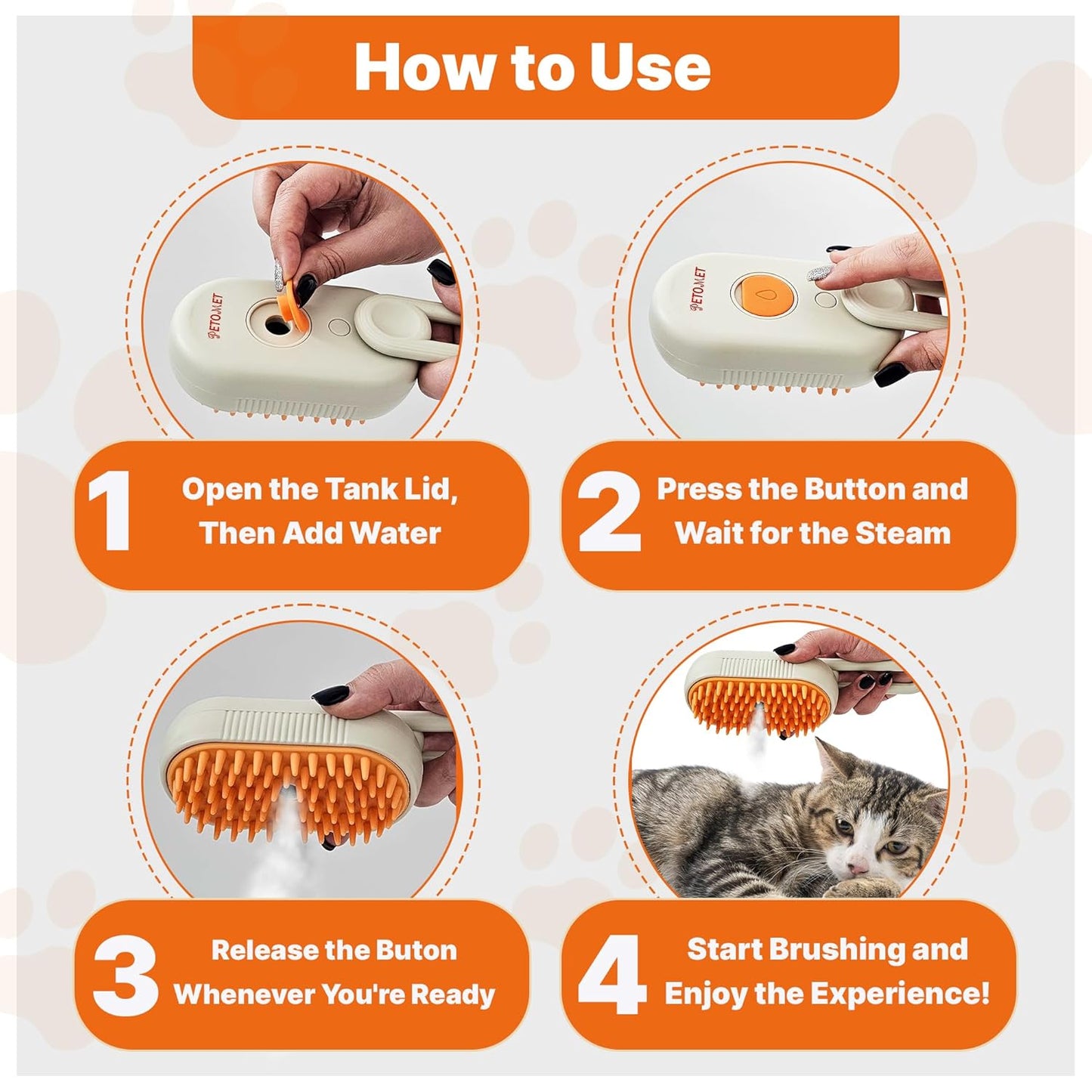 4 in 1 Pet Steam Grooming Brush